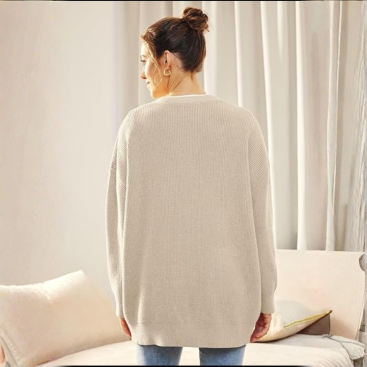 Oversized cardigan med V-hals