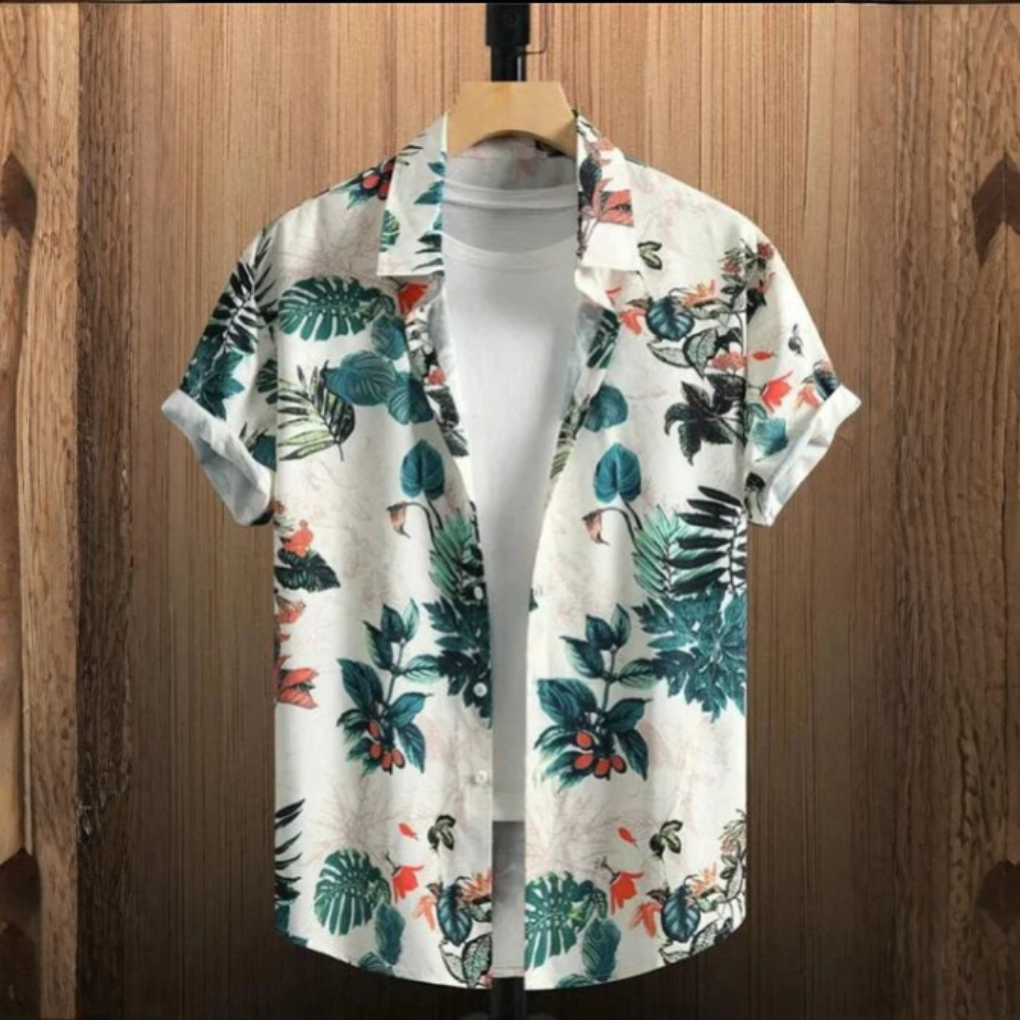 3D Flower Print Hawaii-Skjorte