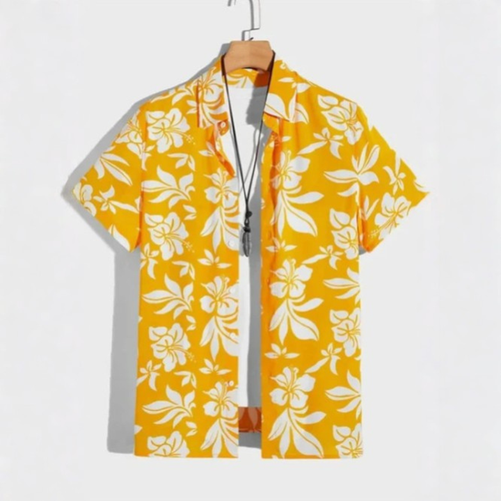 3D Flower Print Hawaii-Skjorte