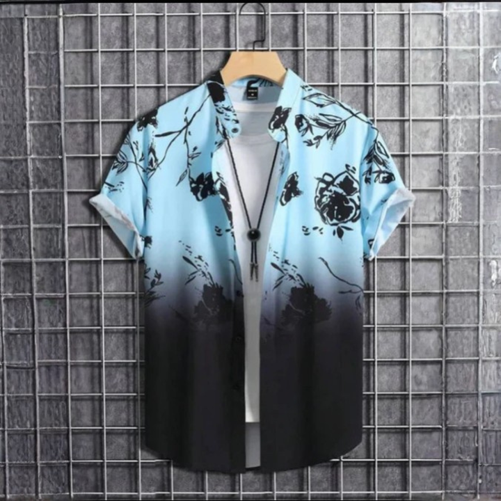 3D Flower Print Hawaii-Skjorte