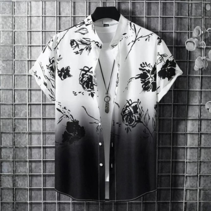 3D Flower Print Hawaii-Skjorte