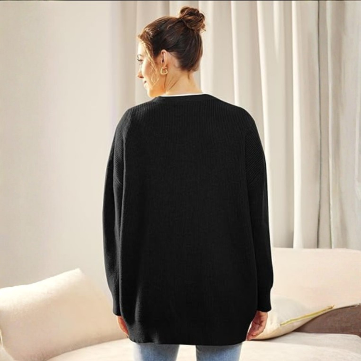Oversized cardigan med V-hals