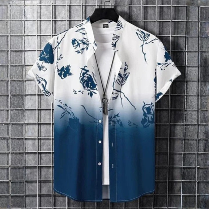 3D Flower Print Hawaii-Skjorte