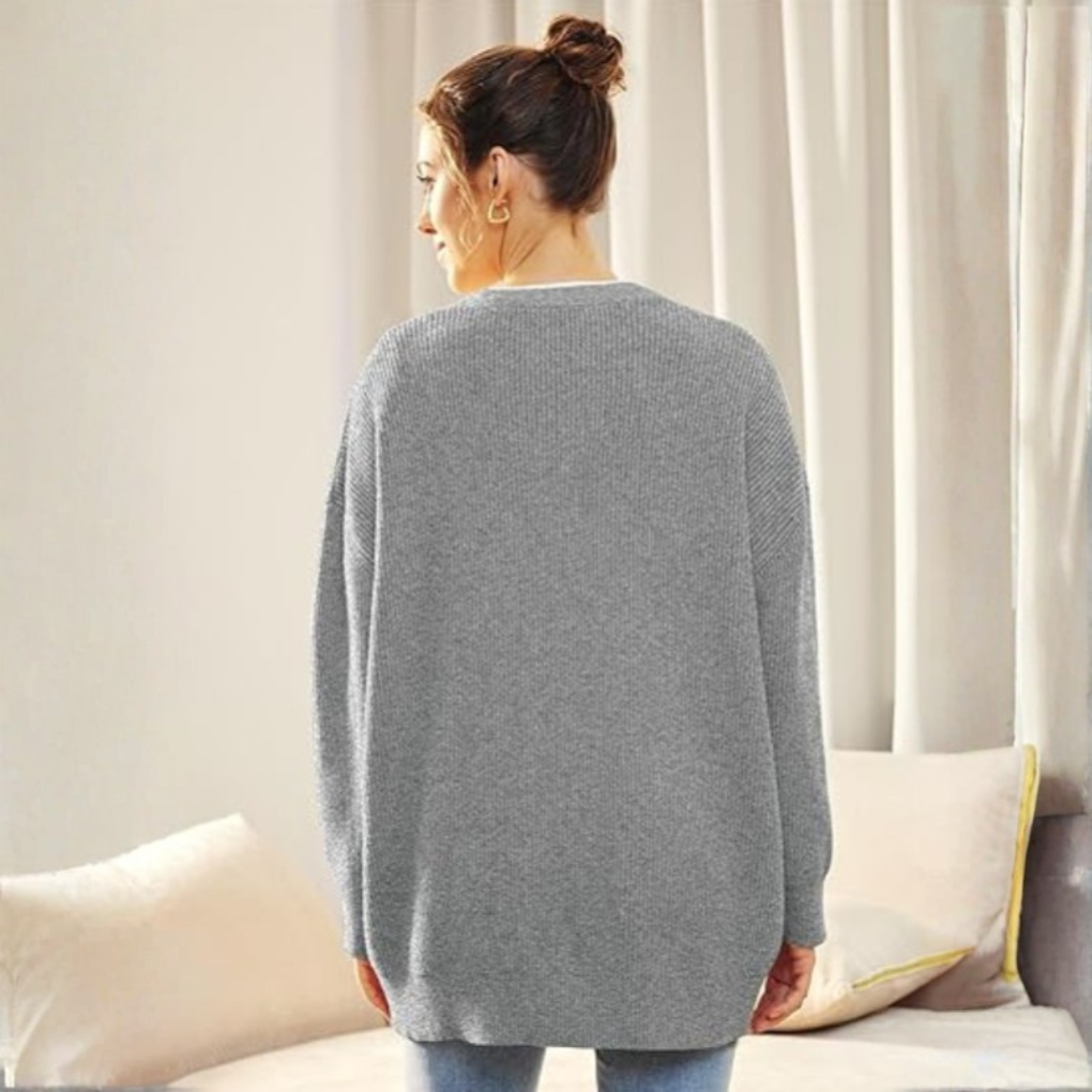Oversized cardigan med V-hals