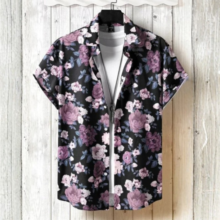 3D Flower Print Hawaii-Skjorte