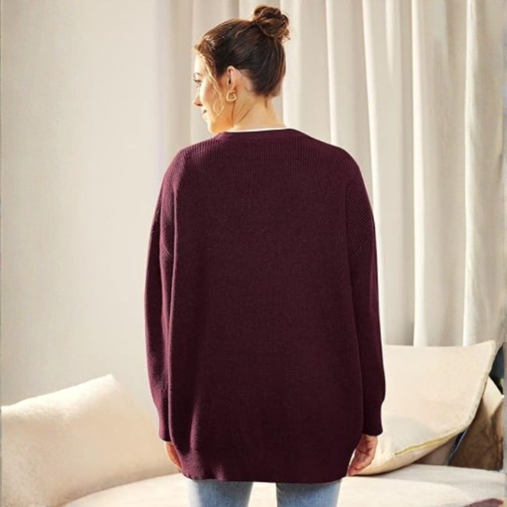 Oversized cardigan med V-hals