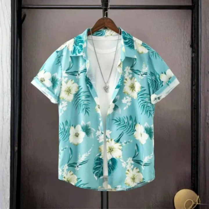 3D Flower Print Hawaii-Skjorte