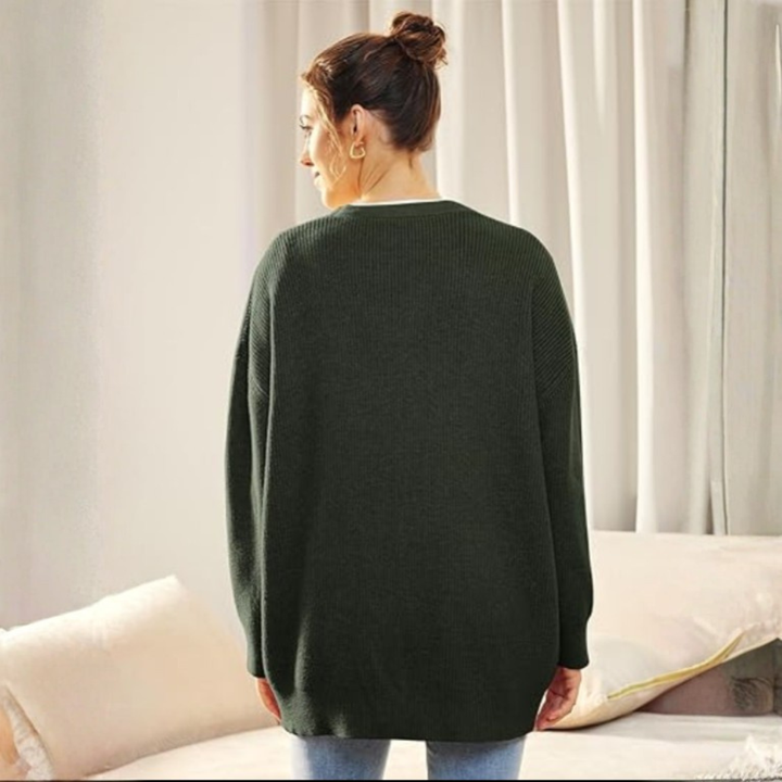 Oversized cardigan med V-hals