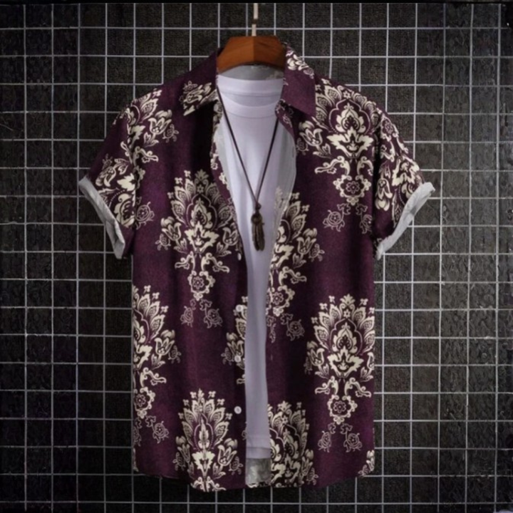 3D Flower Print Hawaii-Skjorte