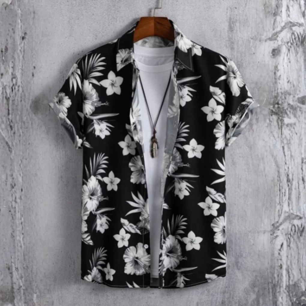 3D Flower Print Hawaii-Skjorte