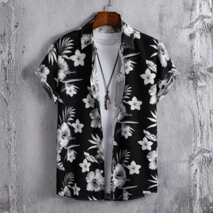 3D Flower Print Hawaii-Skjorte