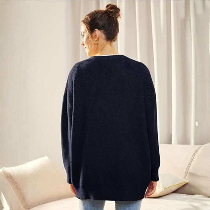 Oversized cardigan med V-hals