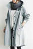 Lang trenchcoat med hætte til kvinder, vandtæt, oversized pasform