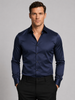 Slim fit herreskjorte i satinlook med stretch, langærmet
