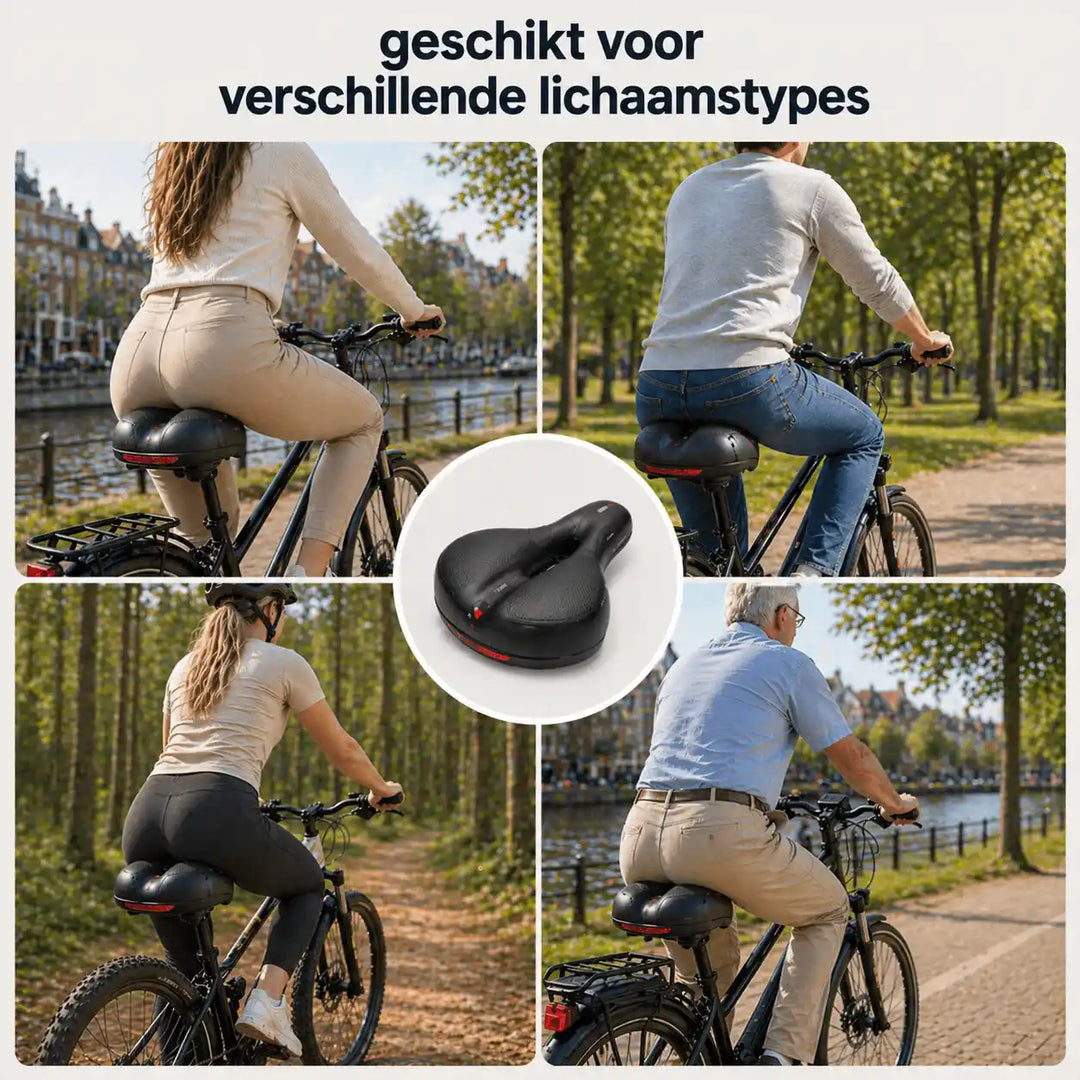 Ergonomisk komfort-cykelsadel med udskæring – med 2 tommer tyk skumpolstring og vandtæt PU-læder