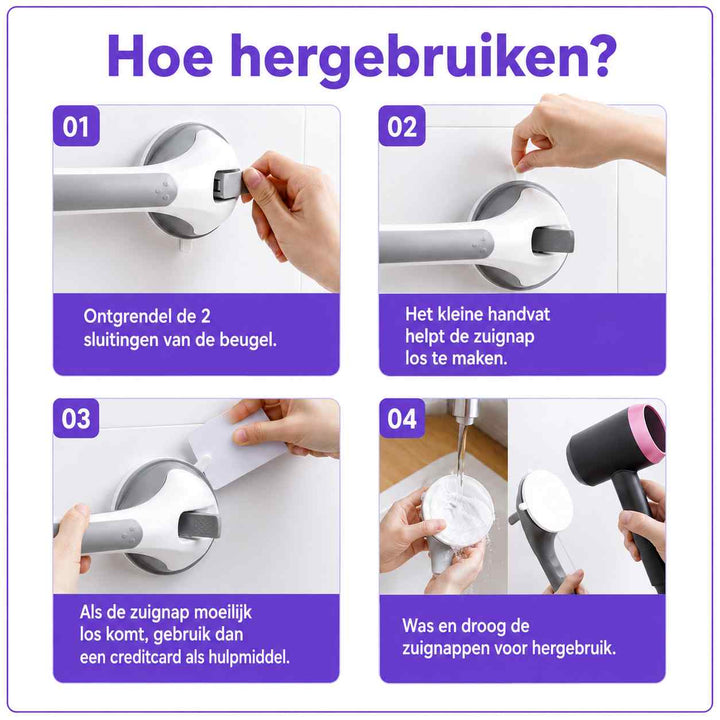Sugegreb til brusebadet, sikkerhedsgreb til badeværelset uden boring, 15,7 tommer