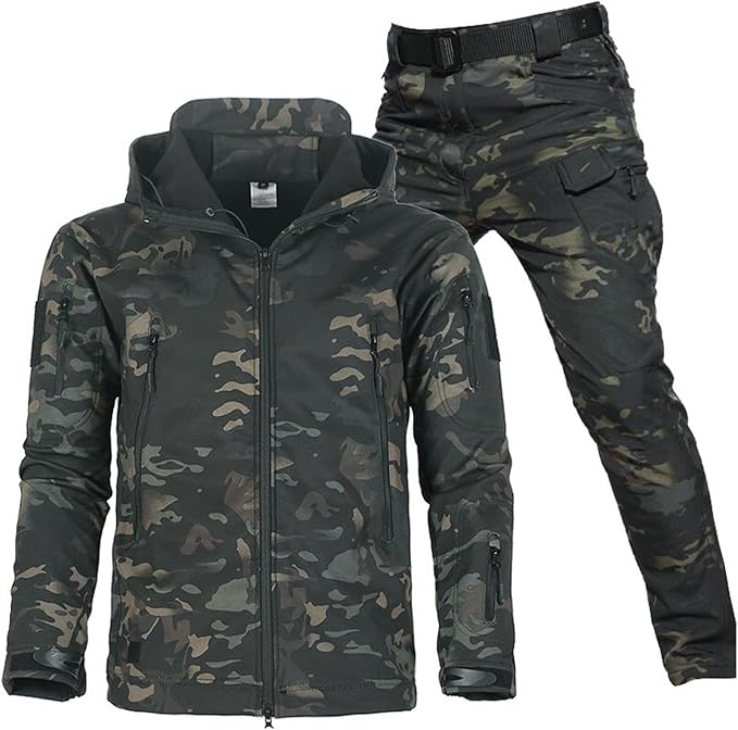 Vandtæt, vindtæt outdoorsæt med jakke og bukser, foret med fleece